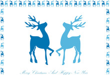 Blue Reindeer Christmas Background
