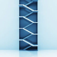 Poster - staircase vertical construction blue background