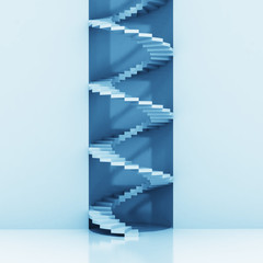 Wall Mural - spiral staircase vertical construction blue background