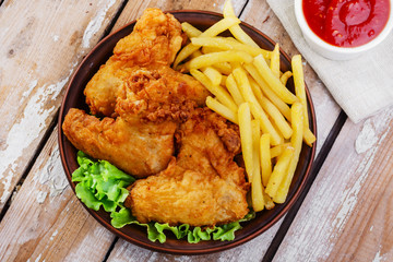 Wall Mural - fried chicken wings in batter