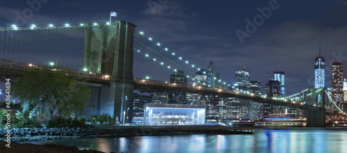 Naklejka na kafelki Brooklyn Bridge at night New York City