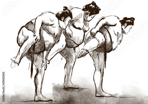 Plakaty Sumo  sumo-pelnowymiarowa-recznie-rysowane-ilustracja-w-stylu-kaligrafii