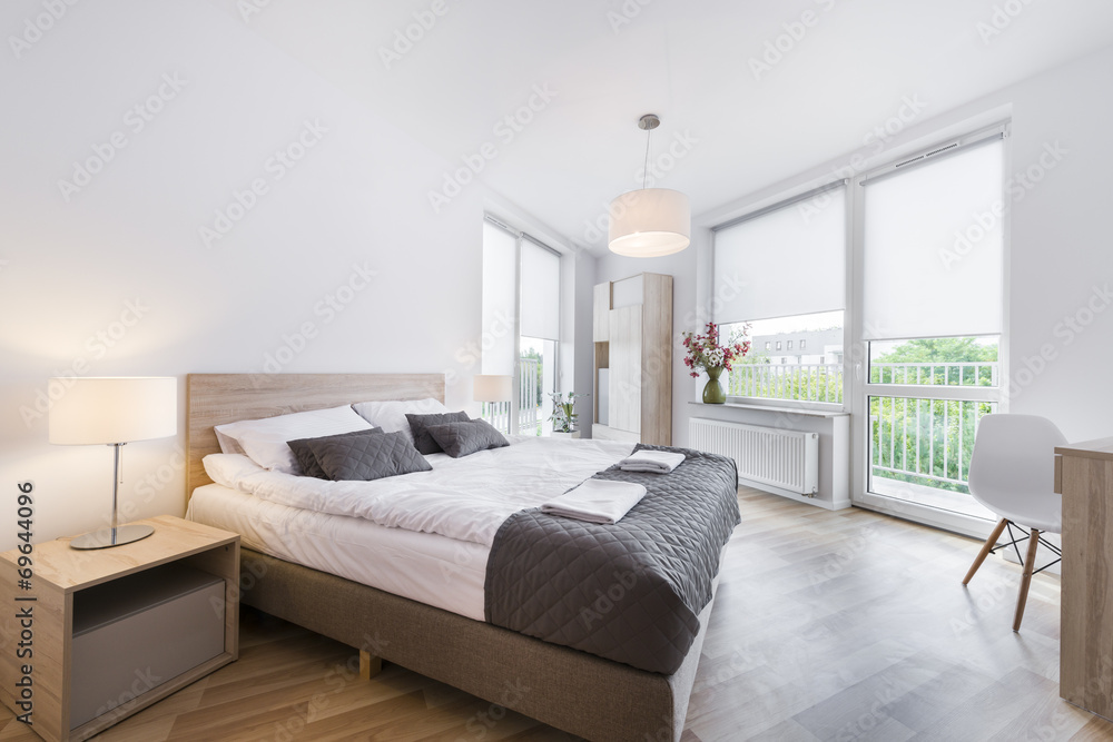 Modern and comfortable bedroom interior design Stock Photo | Adobe Stock
