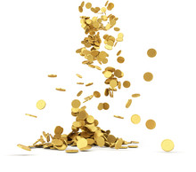 Falling Golden Coins Isolated