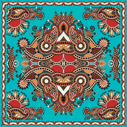 Plakat na papierze fotorealistycznym Tradycyjny ozdobny kwiatowy paisley bandanna