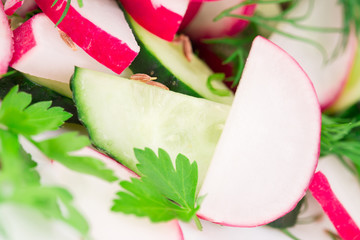 Sticker - Radish salad with cucumber.