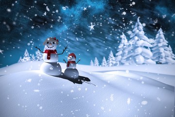 Poster - Composite image of snowman family