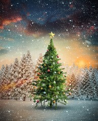 Poster - Composite image of christmas tree