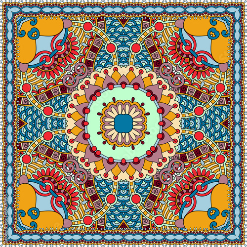 Plakat na papierze fotorealistycznym Tradycyjny ozdobny kwiatowy paisley bandanna