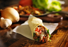 Spicy Chicken Wrap Shot In Panorama
