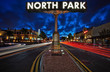 Long exposure light trails of North Park, San Diego, California