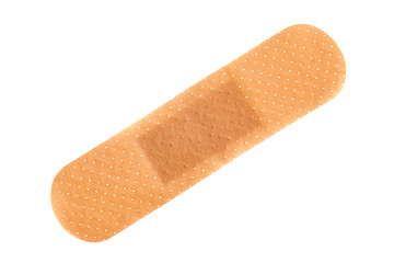 single plastic adhestive bandage on white background