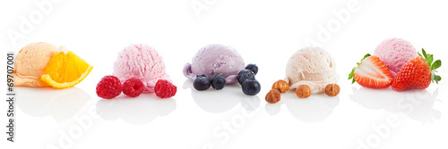 Obraz w ramie Ice cream and sorbet variety isolated