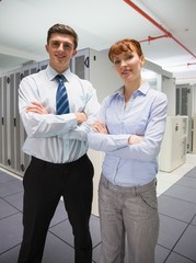 Poster - Confident data technicians looking at camera