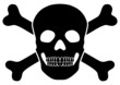 Piratensymbol, Totenkopf, Knochen, schwarz, freigestellt,