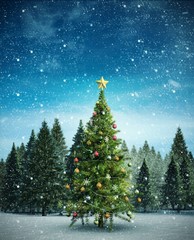 Poster - Composite image of christmas tree