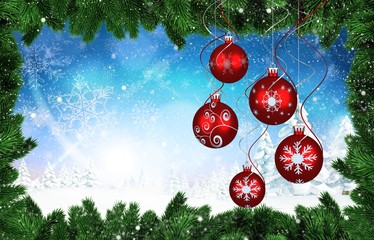 Poster - Composite image of digital hanging christmas bauble decoration