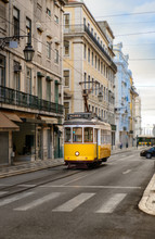 Yellow Tramway In Lisbon
