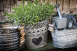 tin metal garden pots