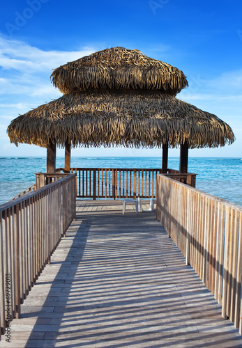 Fototapeta dla dzieci Pavilion in natural style on a beach.