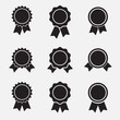 Badge with ribbons icon, vector set, simple flat design