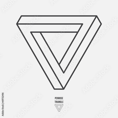 Fotografie, Obraz Penrose triangle, line design, vector illustration
