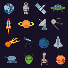 Poster - Space and astronomy icons