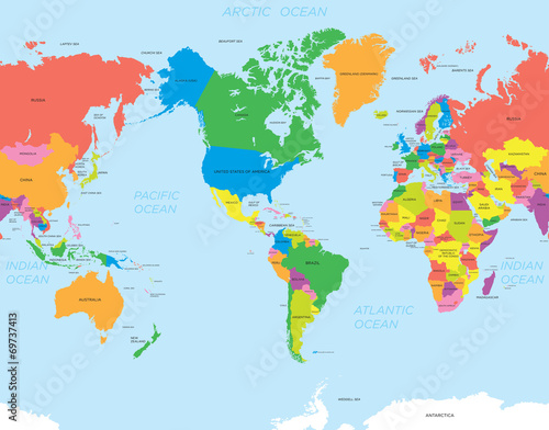 Naklejka na drzwi American map world