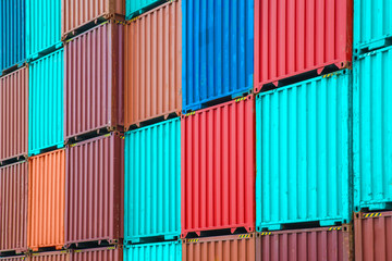 Stack of freight containers at the docks