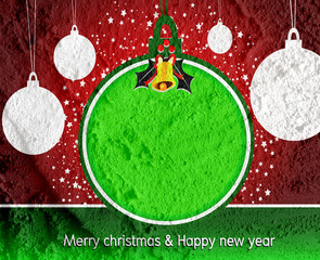 Merry Christmas And Happy New Year card  on Cement wall Backgrou