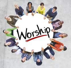 Wall Mural - Diverse People Holding Hands Worship Concept