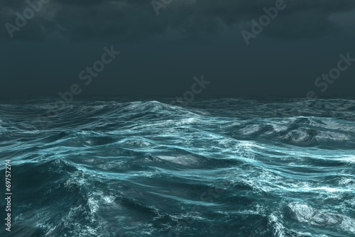 Fotomural Rough stormy ocean under dark sky