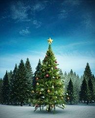 Poster - Composite image of christmas tree