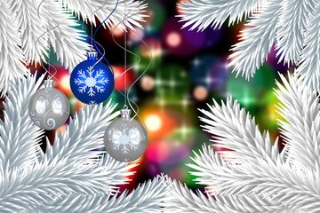 Poster - Composite image of digital hanging christmas bauble decoration