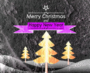 Wall Mural - Merry Christmas And Happy New Year card on Cement wall Backgroun