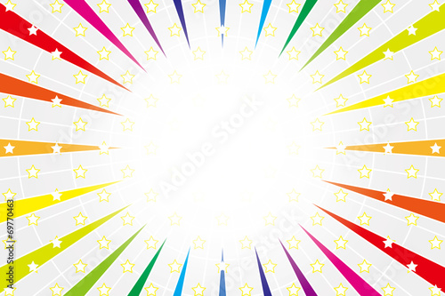 Background Wallpaper Vector Illustration Design Free Free Size Charge Free Colorful Color Rainbow Show Business Entertainment Party Image 背景素材壁紙 楽しい未来 星と光と虹色の放射 Stock Vector Adobe Stock