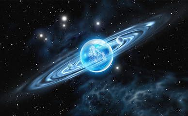 Wall Mural - diamond - crystal planet with a rocky core