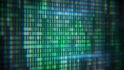 Wall Mural - green digital code on monitor seamless loop