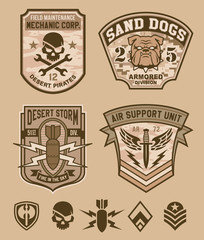 desert military emblem patch set
