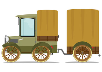 Canvas Print - Old truck and trailer