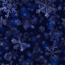 Seamless Pattern Of Snowflakes, In Blue Colors