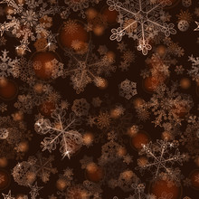 Seamless Pattern Of Snowflakes, In Gold Colors