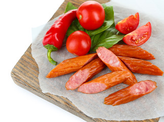 Poster - Smoked thin sausages and vegetables