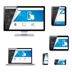 Aufkleber - Isolated website development tablet, laptop, computer and phone