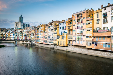 Sticker - Girona at night, Catalonia, Spain