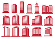 High Rise Buildings Vector Icon Set