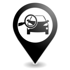 Aufkleber - points de contrôle voiture sur symbole localisation noir