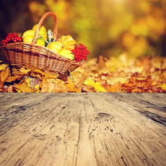 Wall Mural - Wooden autumn background