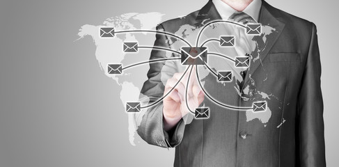 business man distribute digital mail