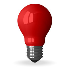 Red tungsten light bulb standing